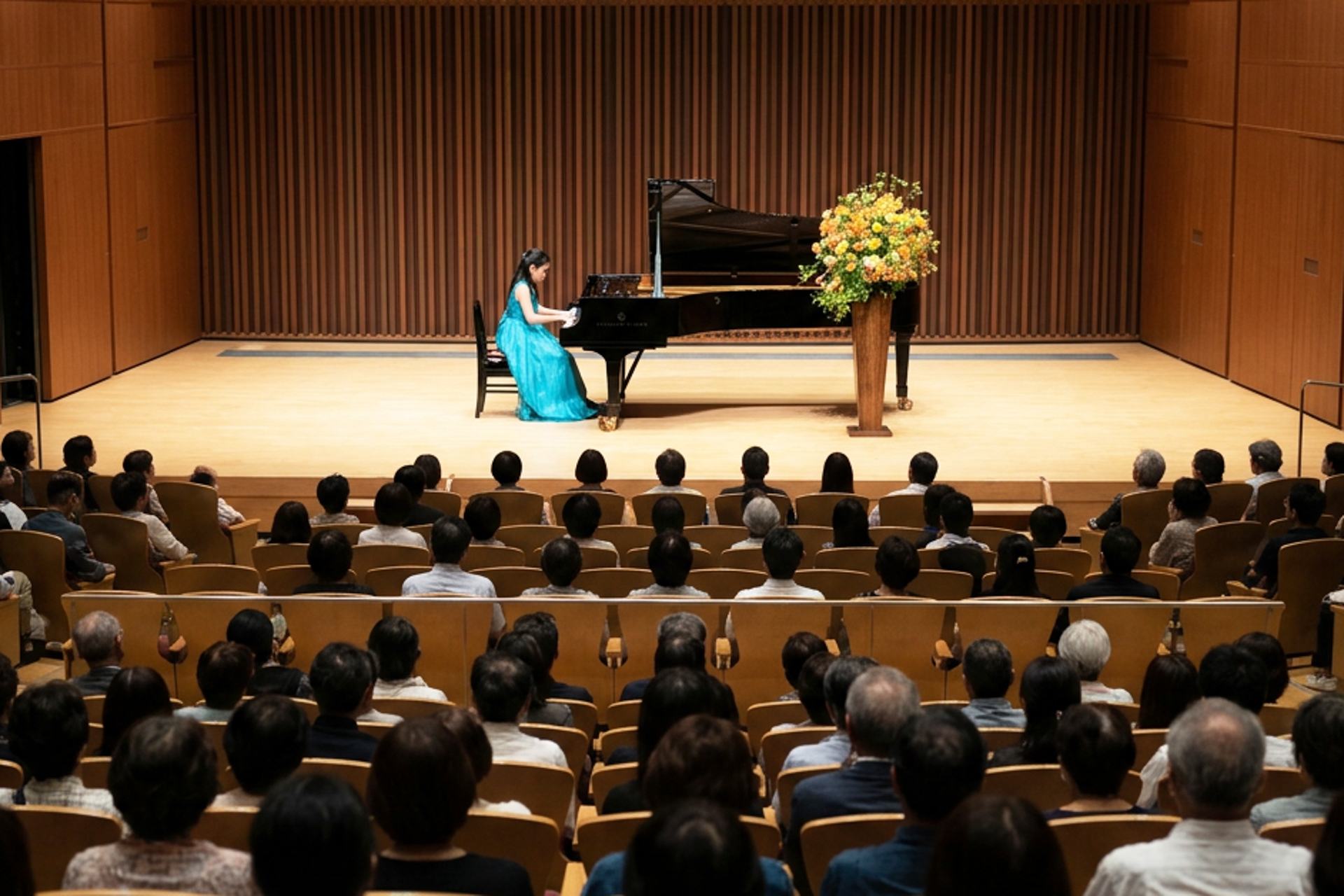 ピアノ発表会の撮影風景